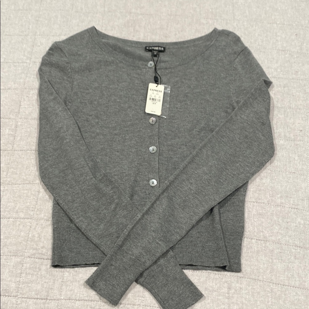 NWT Express Gray Button-Up Cardigan